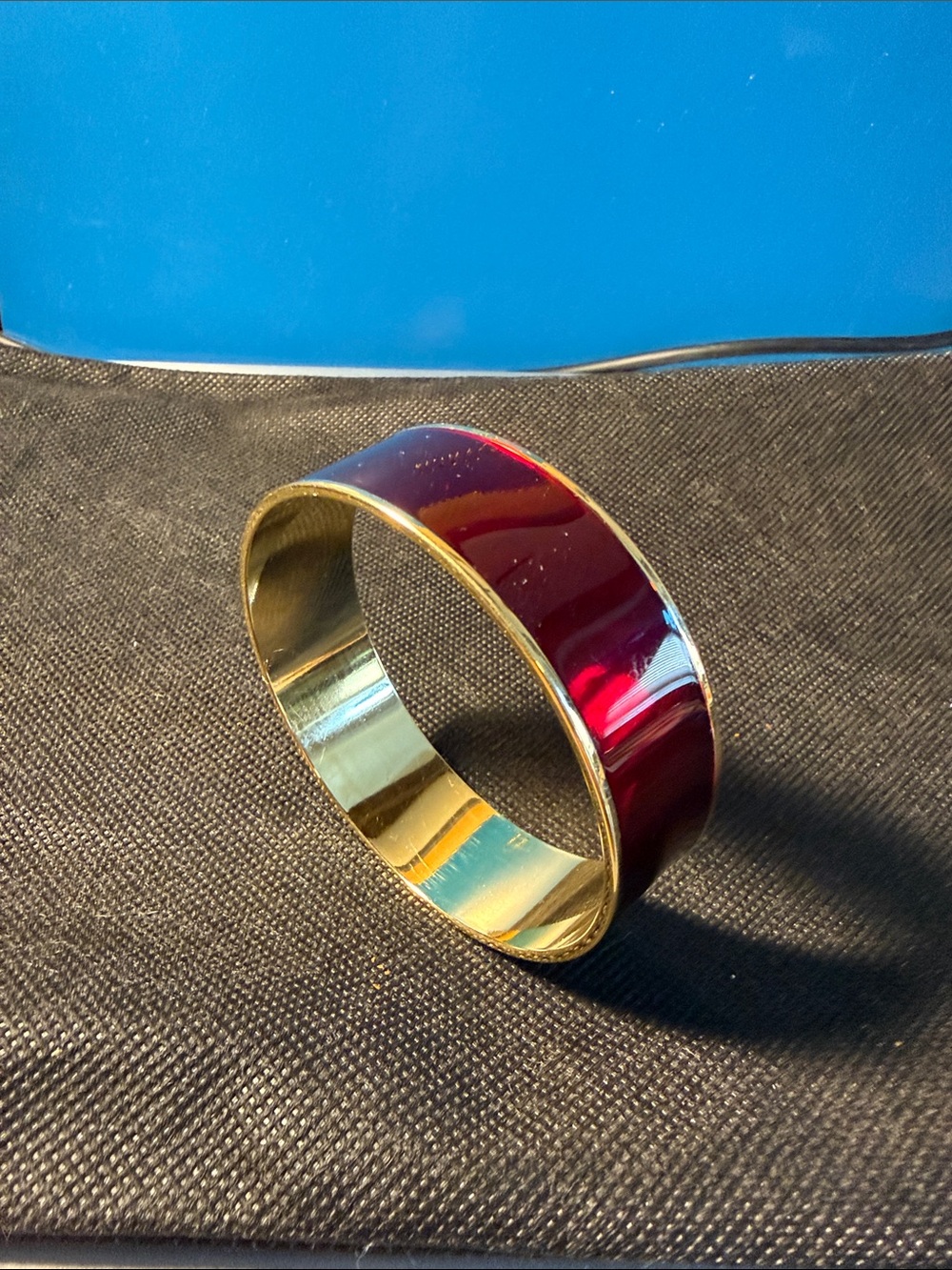 Monet Gold-Tone Bracelet with Deep Red Enamel